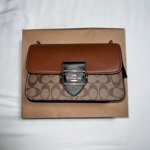 COACH Large Morgan Square Crossbody In Colorblock Signature Canvas